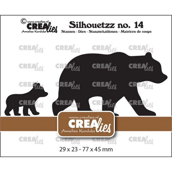 Crealies Crealies  Stansmal Silhouetzz Beer met baby beer 2st.