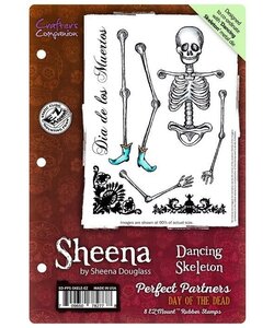 Sheena Douglass Unmounted Stempel A6 Dancing Skeleton