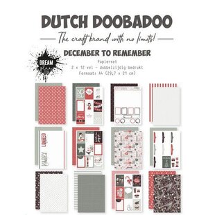 DDBD December tot Remember Papier set A4  Dubbelzijdig bedrukt 2x12 vel