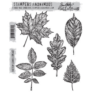 Tim Holtz Cling Stamp Sketchy leaves