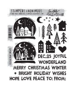 Tim Holtz Cling Stamp Festive Print