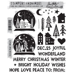 Tim Holtz Cling Stamp Festive Print