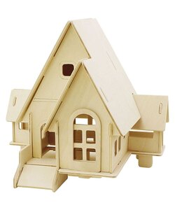 3D Houten Constructie Set Huis Met Oprit 19x22,5cm