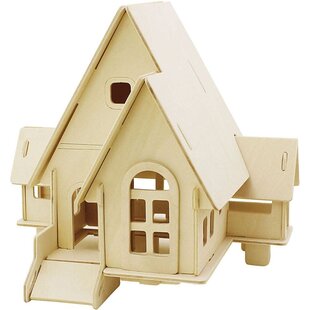 3D Houten Constructie Set Huis Met Oprit 19x22,5cm