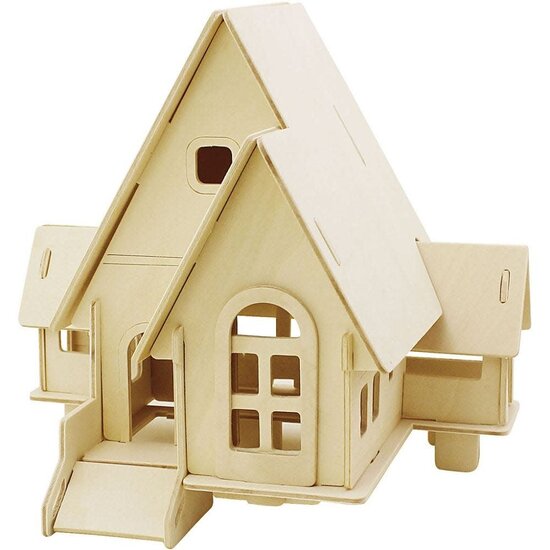 Creativ Company 3D Houten Constructie Set Huis Met Oprit 19x22,5cm