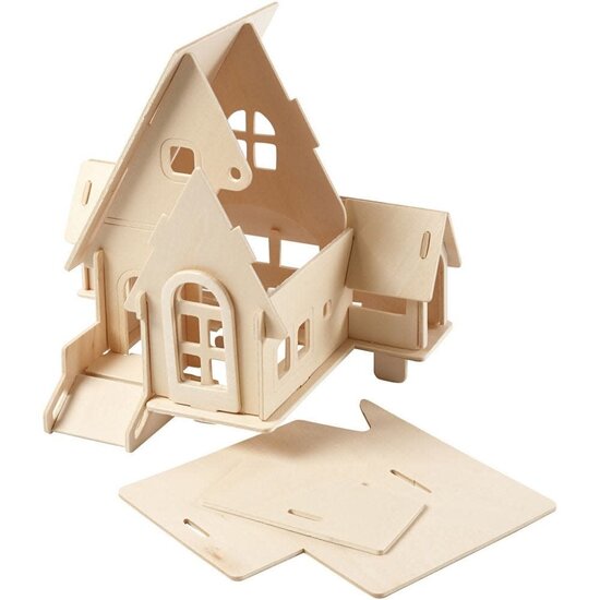 Creativ Company 3D Houten Constructie Set Huis Met Oprit 19x22,5cm
