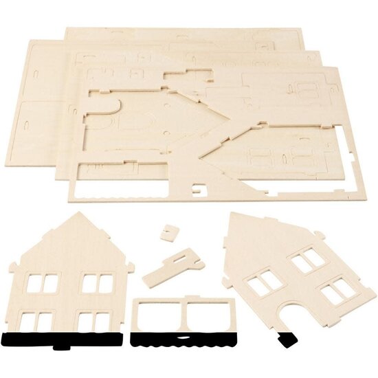 Creativ Company 3D Houten Constructie Set Huis Met Veranda 16x22cm