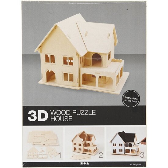 Creativ Company 3D Houten Constructie Set Huis Met Veranda 16x22cm