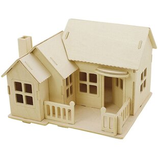 3D Houten Constructie Set Huis Met Terras 13x19cm