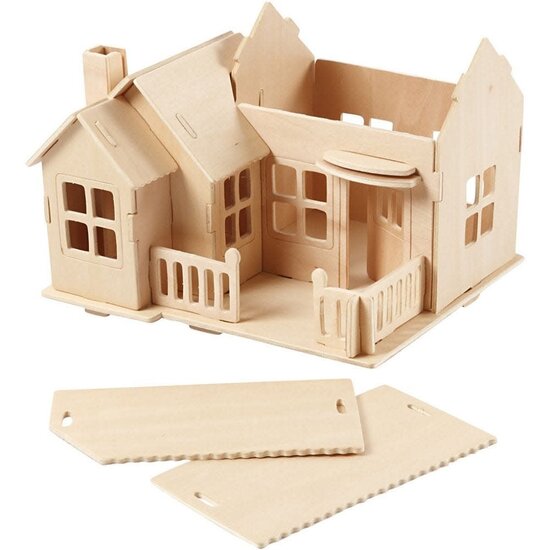 Creativ Company 3D Houten Constructie Set Huis Met Terras 13x19cm