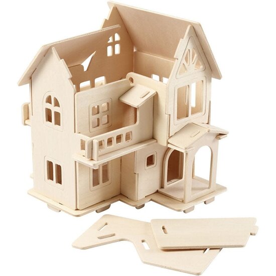 Creativ Company 3D Houten Constructie Set Huis Met Balkon 18,5x19cm