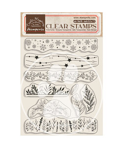 Stamperia Clear stamp  Create happiness Christmas Borders with leaves