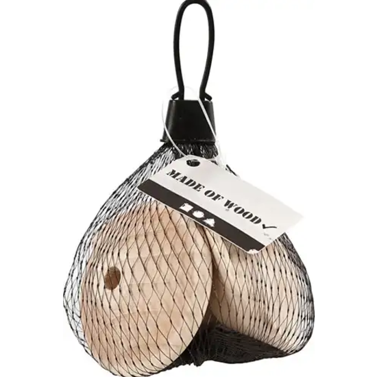 Creotime Houten kralen discus d:63mm, gat 8mm 3st