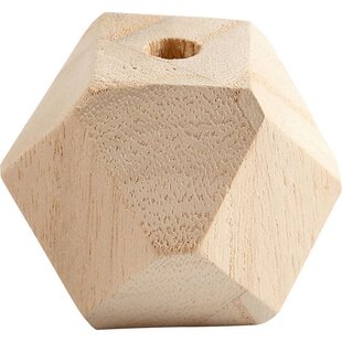 Houten kralen diamant d:43mm, gat 8mm 3st