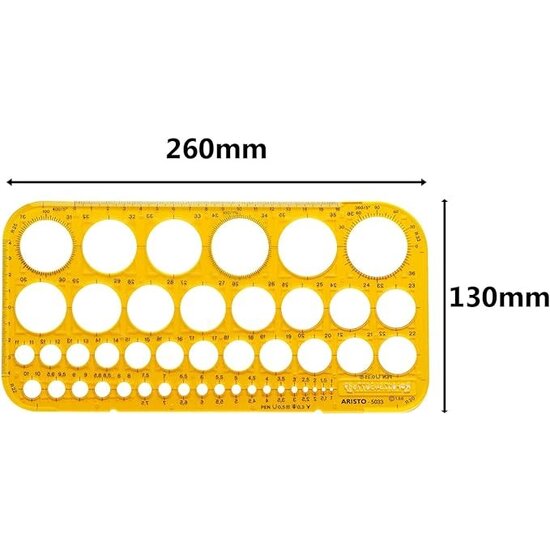 Aristo Cirkel sjabloon 1-36 mm 45 cirkels