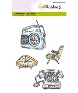 CraftEmotions Clear Stamp Vintage Radio Klok