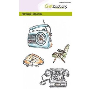 CraftEmotions Clear Stamp Vintage Radio Klok