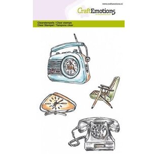 CraftEmotions Clear Stamp Vintage Radio Klok