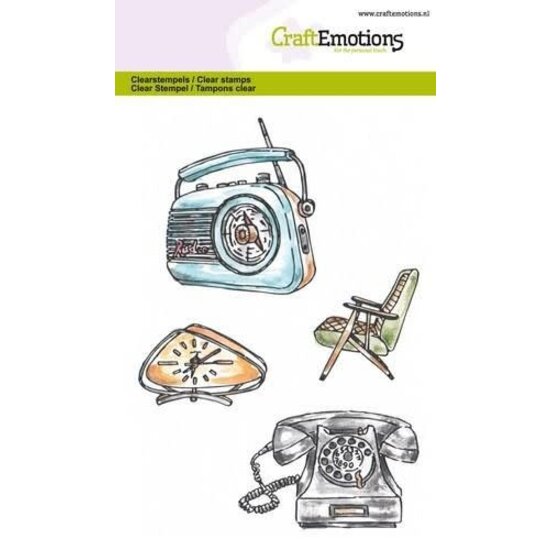 CraftEmotions CraftEmotions Clear Stamp Vintage Radio Klok