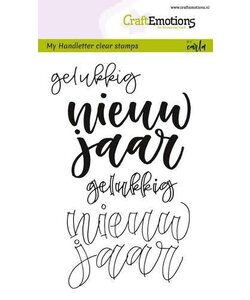 CraftEmotions Clear Stamp Handlettering Gelukkig Nieuwjaar