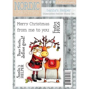 Crafter's Companion Nordic Christmas Unmounted Rubber Stamp A6 Santa's Helper
