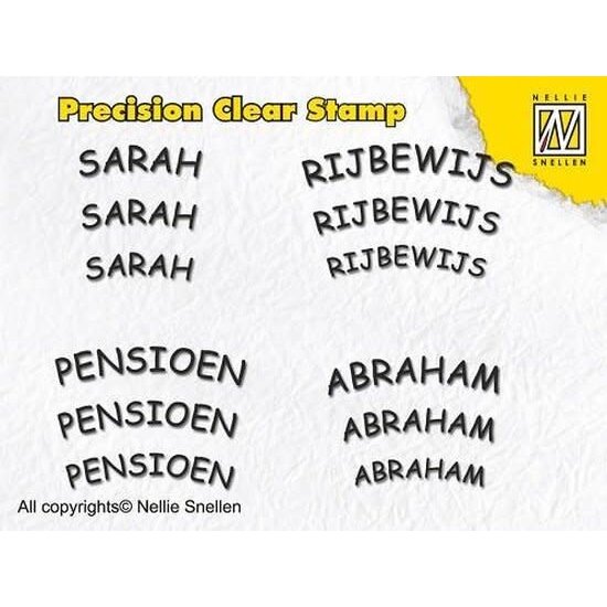 Nellie Snellen Nellie Snellen Precision Clear Stamp Sarah Rijbewijs Pensioen Abraham