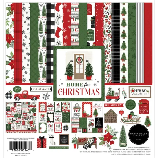 Carta Bella Echo Park 12x12 Inch Collection Kit 12 double sided sheets 1 sticker sheet Home for Christmas