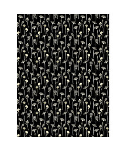 Vel Decopatch Papier Textuur Patroon Bloemen Donkerbruin/Goud