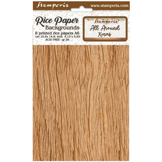 Stamperia Stamperia Rice Paper A6 Backgrounds All Around Christmas  8pcs.