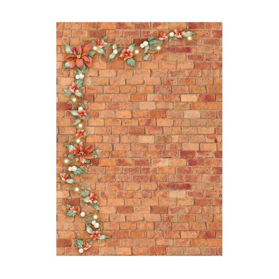 Stamperia Stamperia Rice Paper A6 Backgrounds All Around Christmas  8pcs.