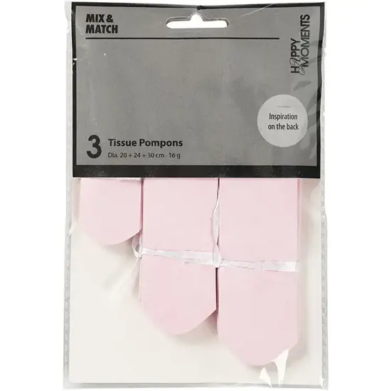 Creotime Pompon, roze 20x24x30cm 3 st