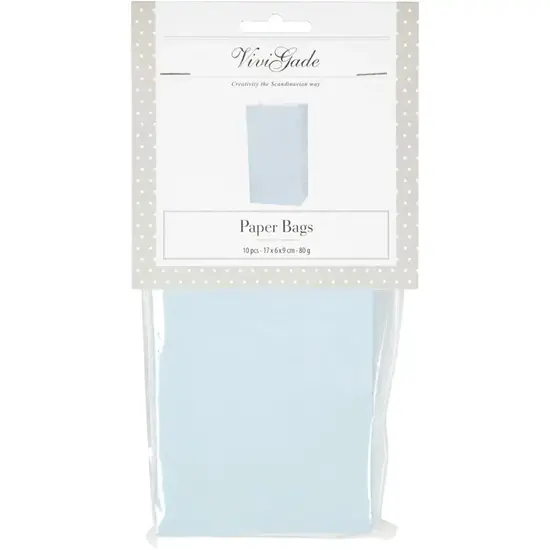 Creotime Papieren zakken baby blauw 17x6x9cm 10 s