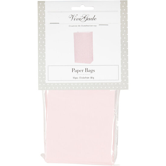 Creotime Papieren zakken roze 17x6x9cm 10 st