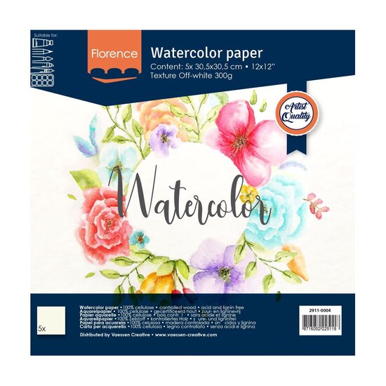 Florence Florence Aquarel Papier Texture 30,5x30,5cm 300g. Off White5 vel
