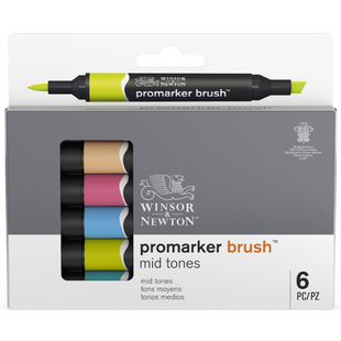 Winsor & Newton Promarker Brush Mid Tones Set 6st.