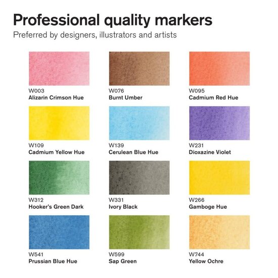 Winsor & Newton Winsor & Newton Promarker Watercolour Basic Tones Set 12st.