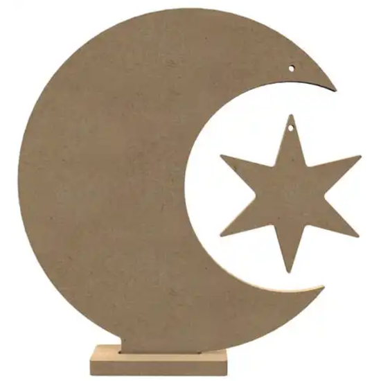 Gomille MDF Maan met ster en standaard 26cm
