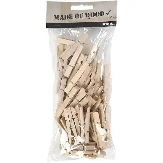 Creotime Wasknijpers Hout 4,8 cm x 0.6 cm 50 st