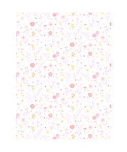 Vel Decopatch Papier Textuur Patroon Bloemen Wit/Roze/Goud