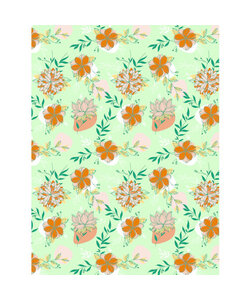 Vel Decopatch Papier Patroon Bloemen Mint/Roze/Geel/Oranje