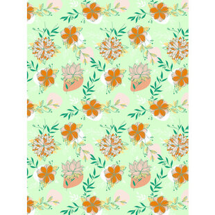 Vel Decopatch Papier Patroon Bloemen Mint/Roze/Geel/Oranje