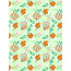 Decopatch Vel Decopatch Papier Patroon Bloemen Mint/Roze/Geel/Oranje