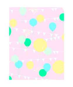 Vel Decopatch Papier Patroon Ballonnen en Slingers Roze/Blauwgroen/Geel