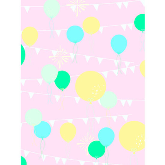 Decopatch Vel Decopatch Papier Patroon Ballonnen en Slingers Roze/Blauwgroen/Geel