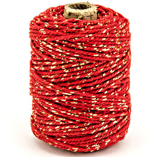 Katoen Koord Lurex 2mm 50m Rood/Goud