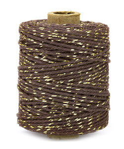 Katoen Koord Lurex 2mm 50m Bruin/Goud