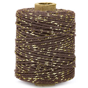 Katoen Koord Lurex 2mm 50m Bruin/Goud