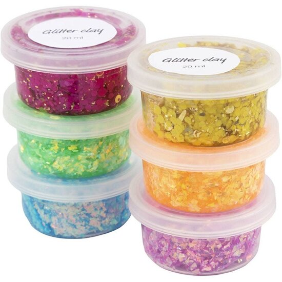 Creotime Glitter Clay Basiskleuren 6x20ml