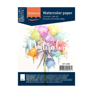 Florence Aquarel Papier Smooth A5 200g Off White 24st