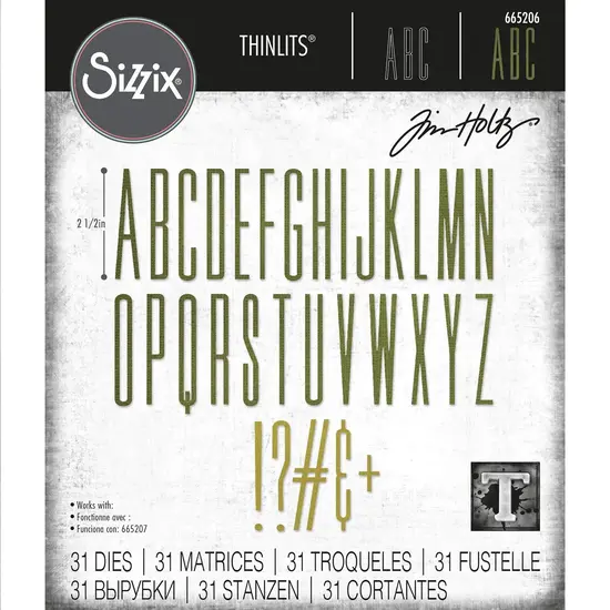 Tim Holtz Sizzix Thinlits Die Set Tim Holtz Alphanumeric Stretch upper 31 Dies